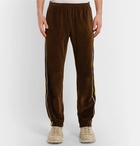 Gucci - Tapered Webbing-Trimmed Velvet Track Pants - Brown