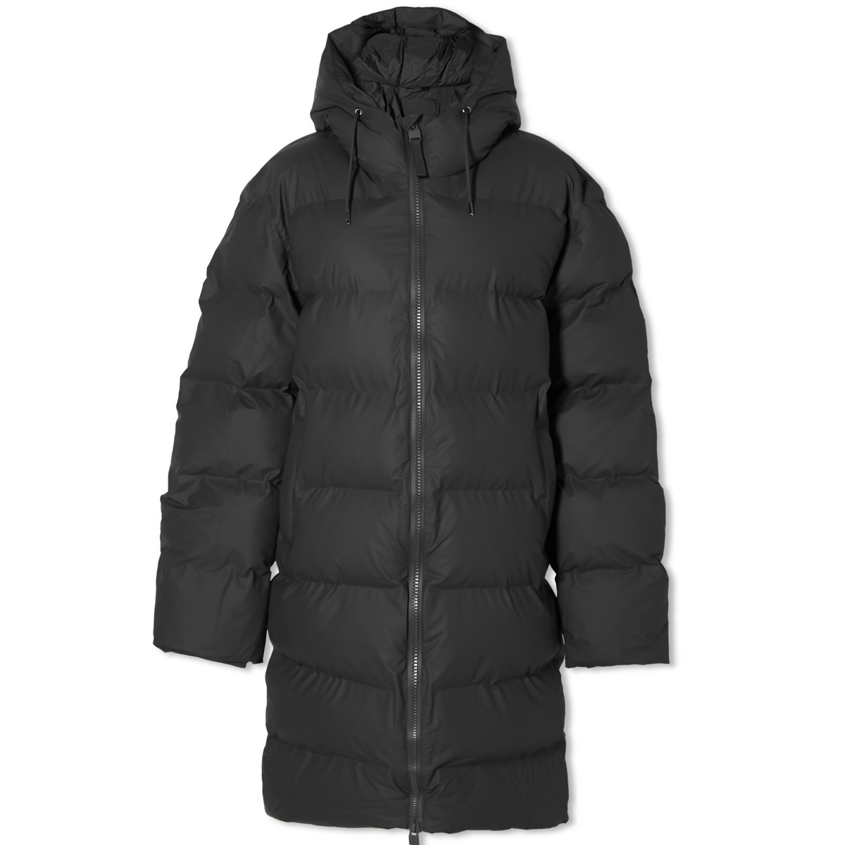 Rains® Alta Long Puffer Jacket in Metallic Grey for $515