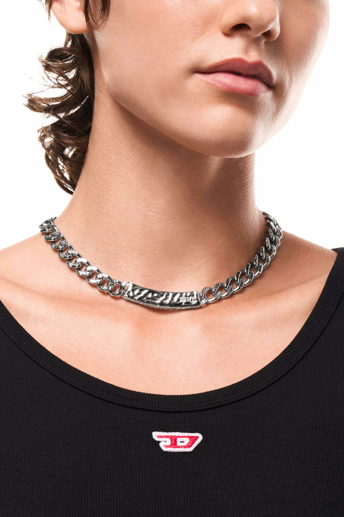 Diesel Stainless Steel Chain Necklace - Necklaces - Unisex - Silver