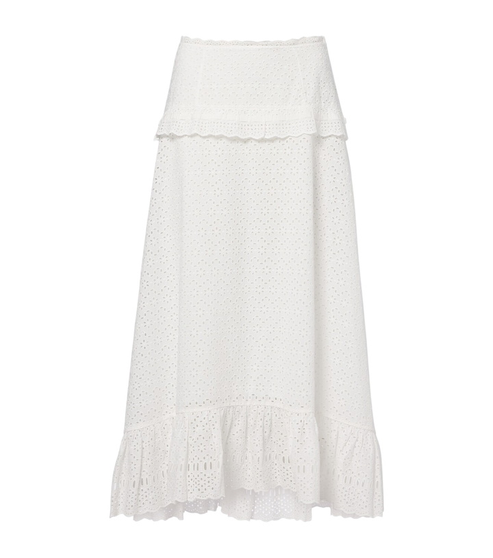 Photo: Ulla Johnson Violetta broderie anglaise midi skirt