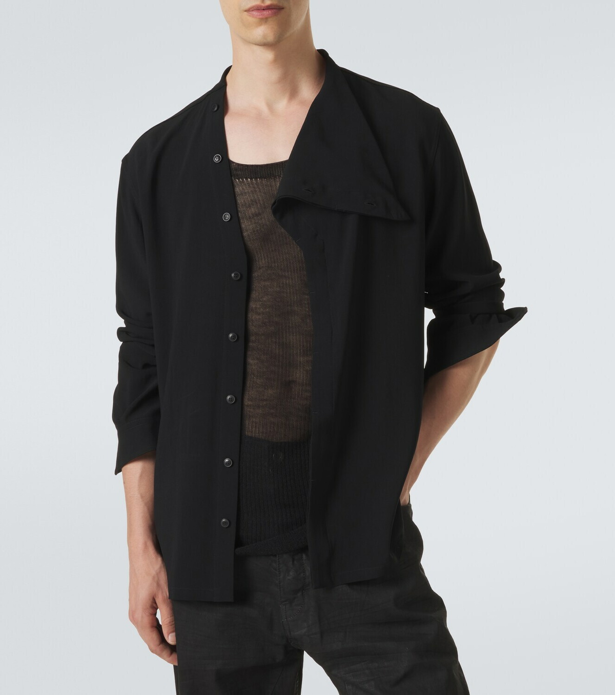 Rick Owens Island draped cady shirt