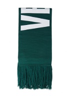 Double Logo Fringed Scarf in Green
