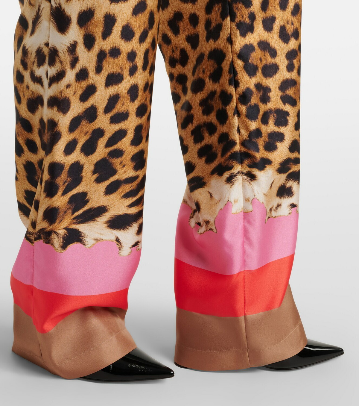 Roberto Cavalli Leopard-print silk straight pants