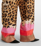 Roberto Cavalli Leopard-print silk straight pants