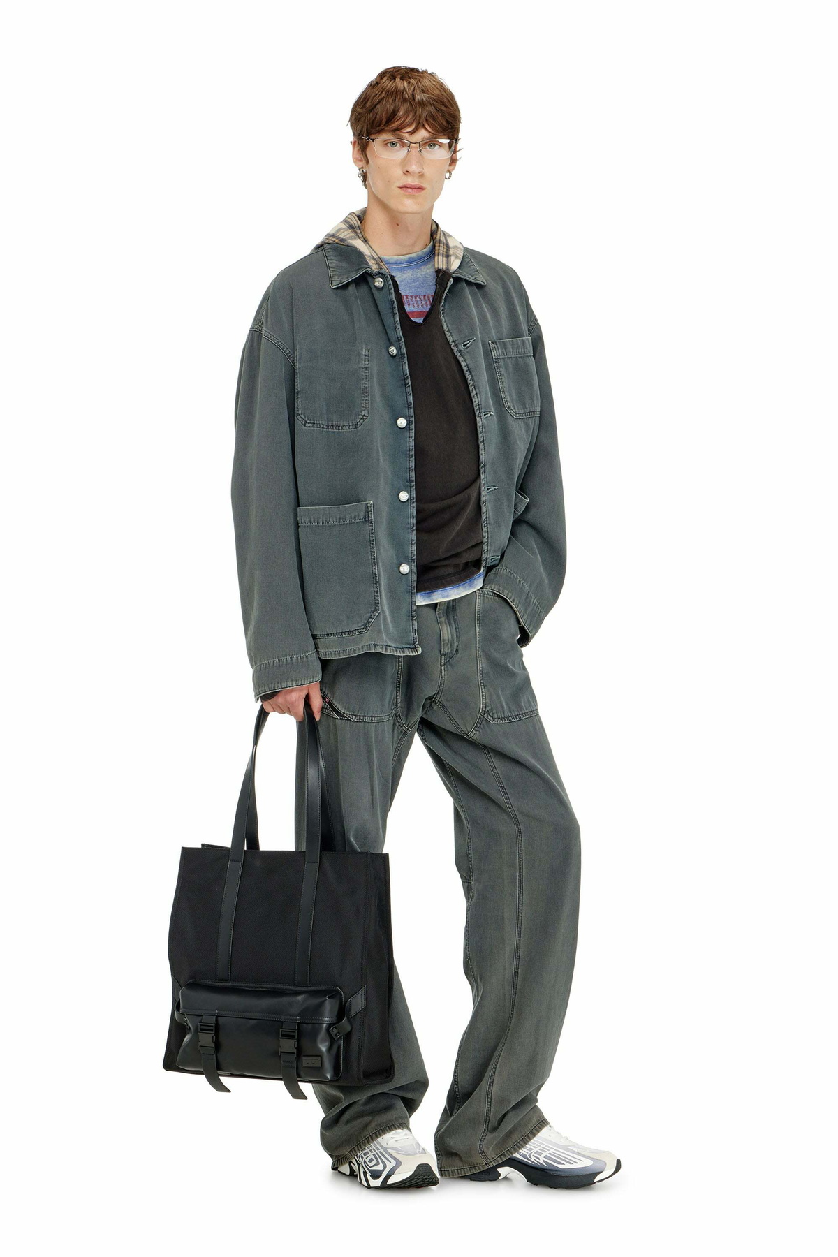 Diesel Utility-style jacket in coloured denim - Denim Jackets - Unisex - Grey