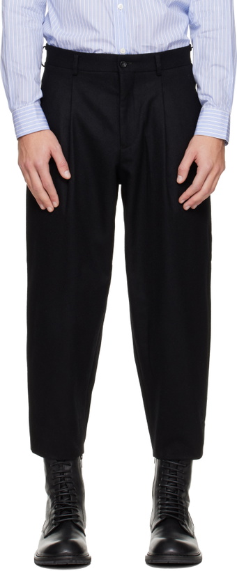 Photo: Comme des Garçons Homme Plus Black Wool Nylon Flannel Trousers