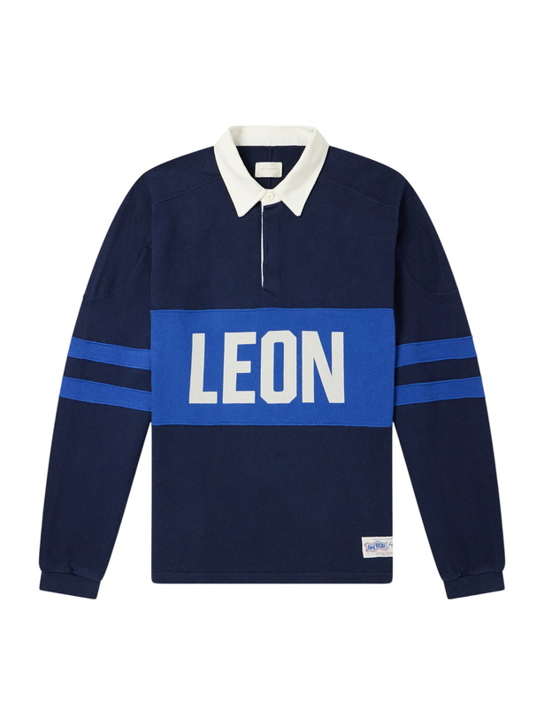Photo: Aimé Leon Dore - Logo-Intarsia Striped Cotton Polo Shirt - Blue