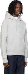AMI Paris Grey Cotton Embossed Ami De Coeur Hoodie