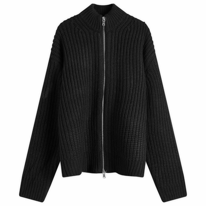 Photo: MKI Men's Chunky Rib Knit Track Jacket in Black
