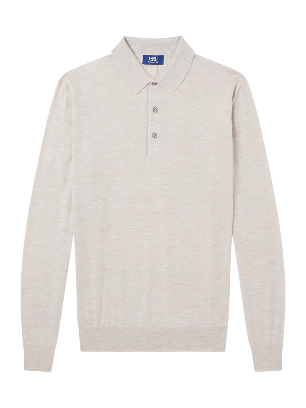 Photo: FEDELI - Sportman Cashmere and Silk-Blend Polo Shirt - Gray