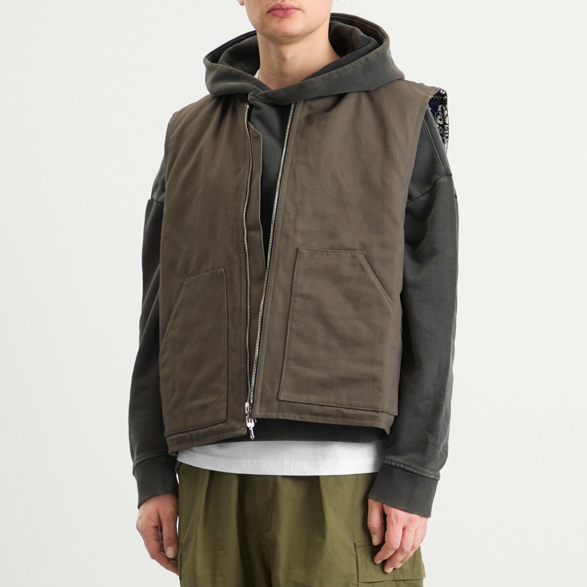 NOMARHYTHM TEXTILE Men's Reversible Work Vest in Gray