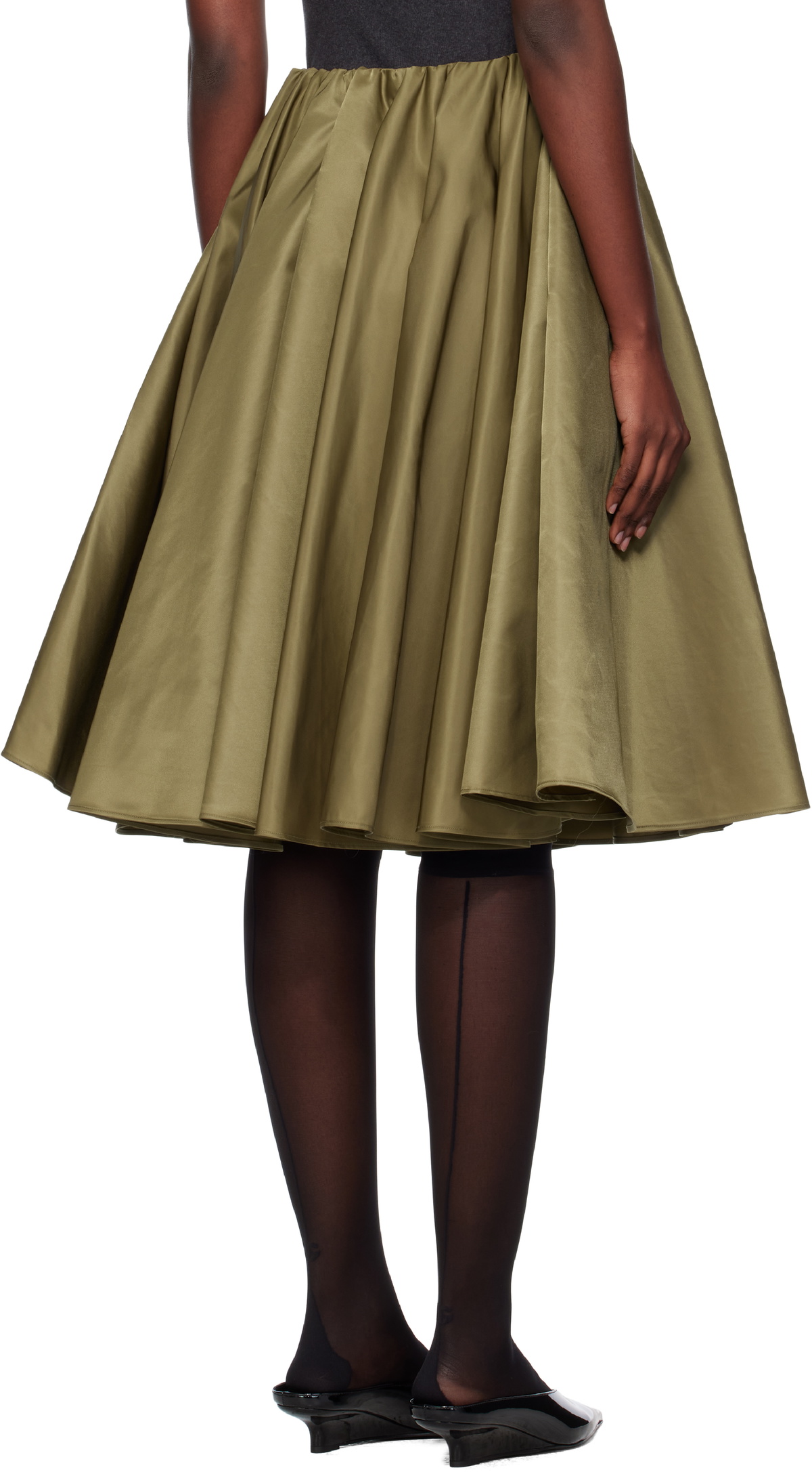 AO Yes Khaki Circular Midi Skirt