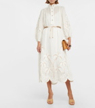 Zimmermann - Lyre embroidered linen midi dress