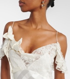 Self-Portrait Lace-trimmed satin gown