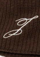 Jacquemus Le Bonnet Espiral Ribbed Wool Beanie - Dark Brown - One Size