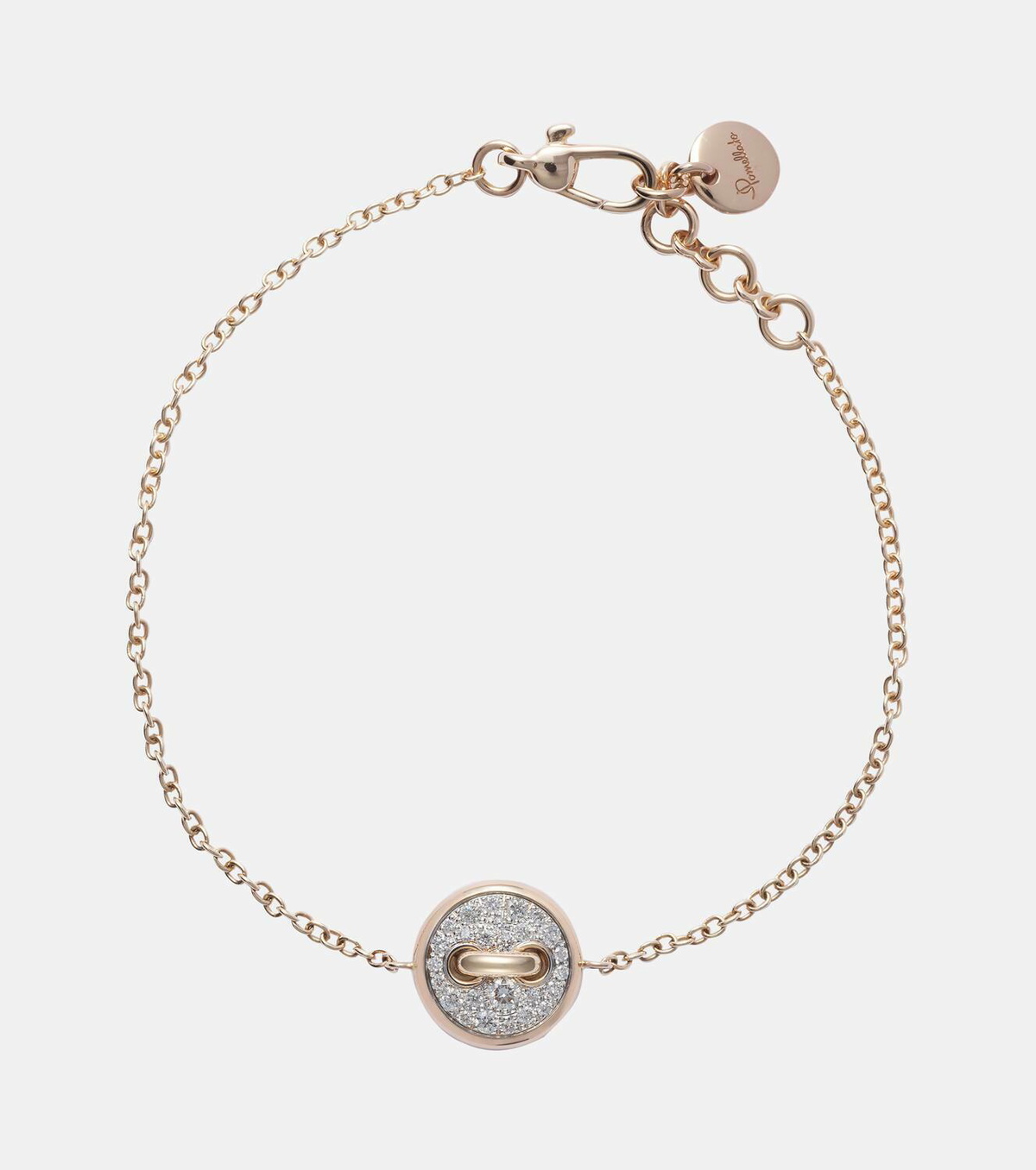 Pomellato Pom Pom Dot 18kt rose gold chain bracelet with white diamonds and mother of pearl