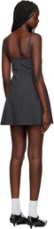 We11done Gray Lace-Detail Wool Minidress