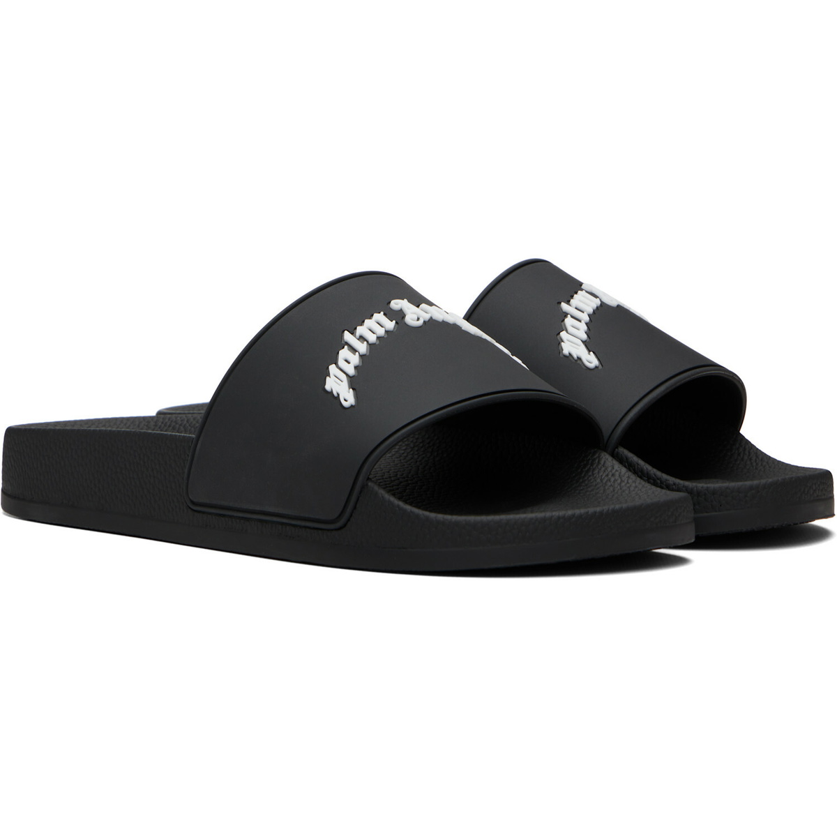 Palm Angels Black Curved Logo Slides
