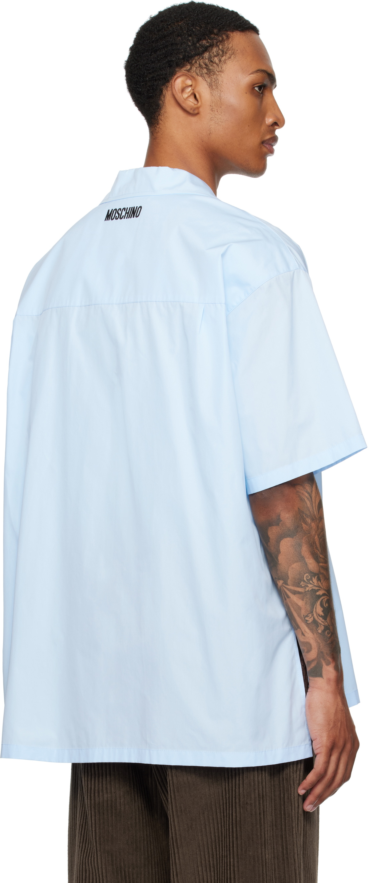 Moschino Blue Cotton Poplin Shirt