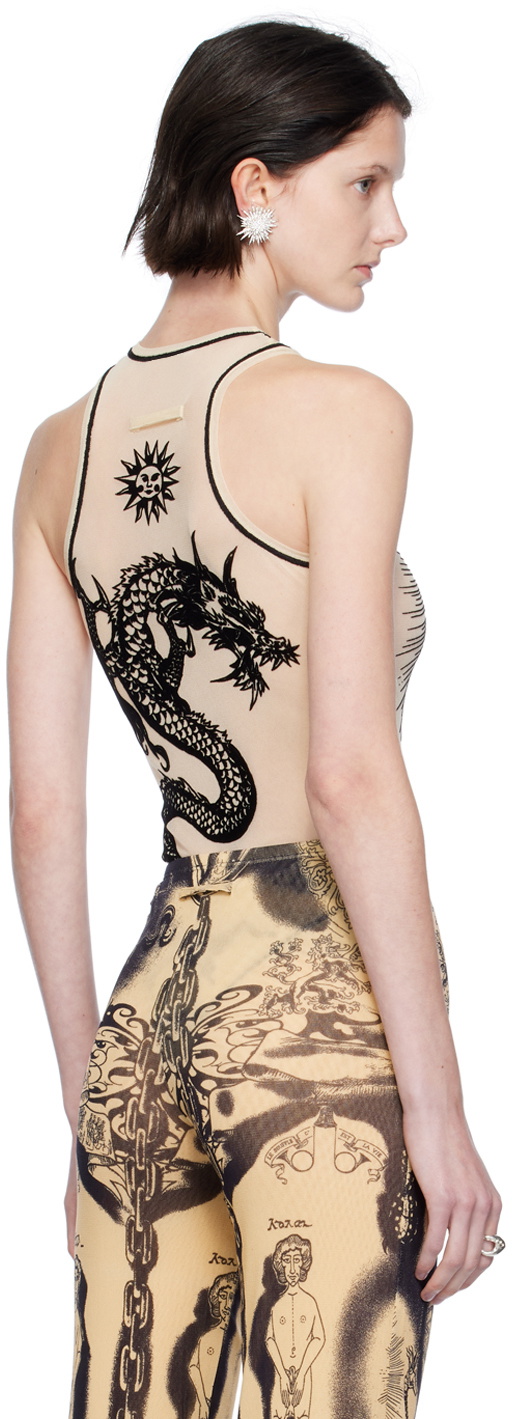 The Eye Of The Tiger Mesh Long Sleeve Bodysuit Tattoo Print - ShopperBoard