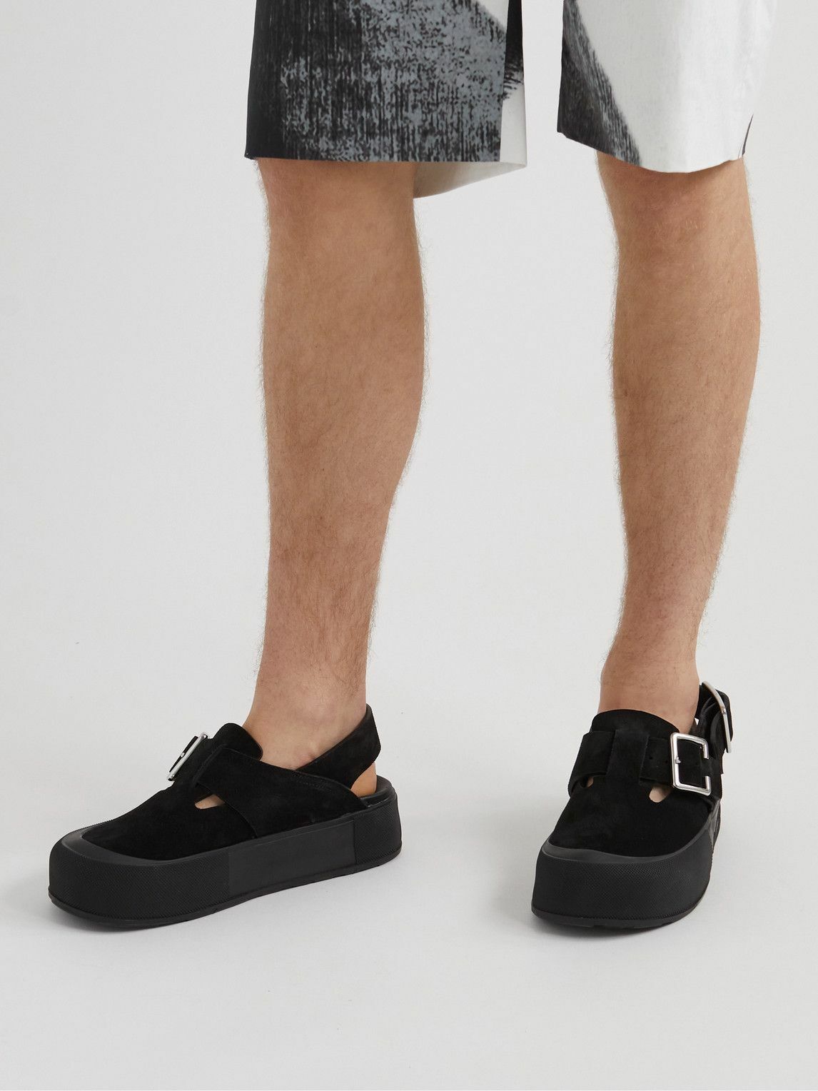 Alexander McQueen / サンダル/36/BLK/スウェード Alexander McQueen - Exaggerated-Sole Suede Sandals - Black