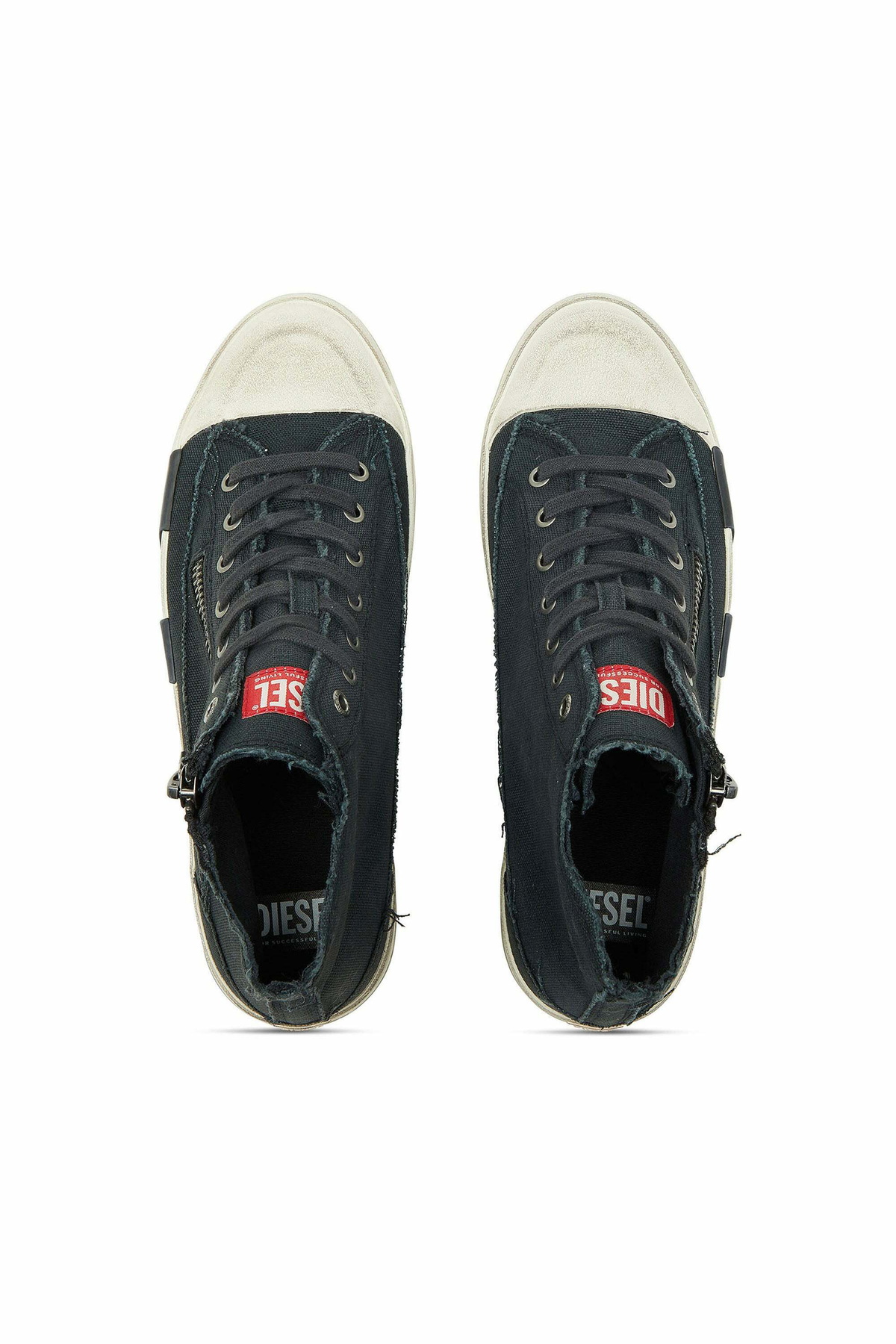 Diesel S-D-Verse - Sneakers in frayed canvas with D logo - Sneakers Mens in Black