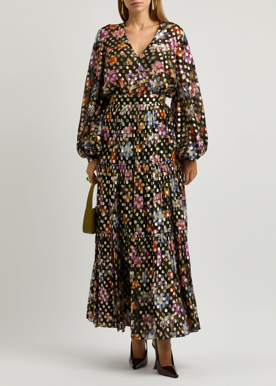 Borgo DE Nor Stellan Fil-coupé Floral-print Chiffon top Multicoloured