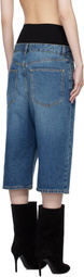 ALAÏA Blue Knitted Waistband Denim Bermuda Shorts