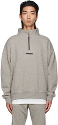 Essentials Grey Mock Neck Half-Zip Sweatshirt