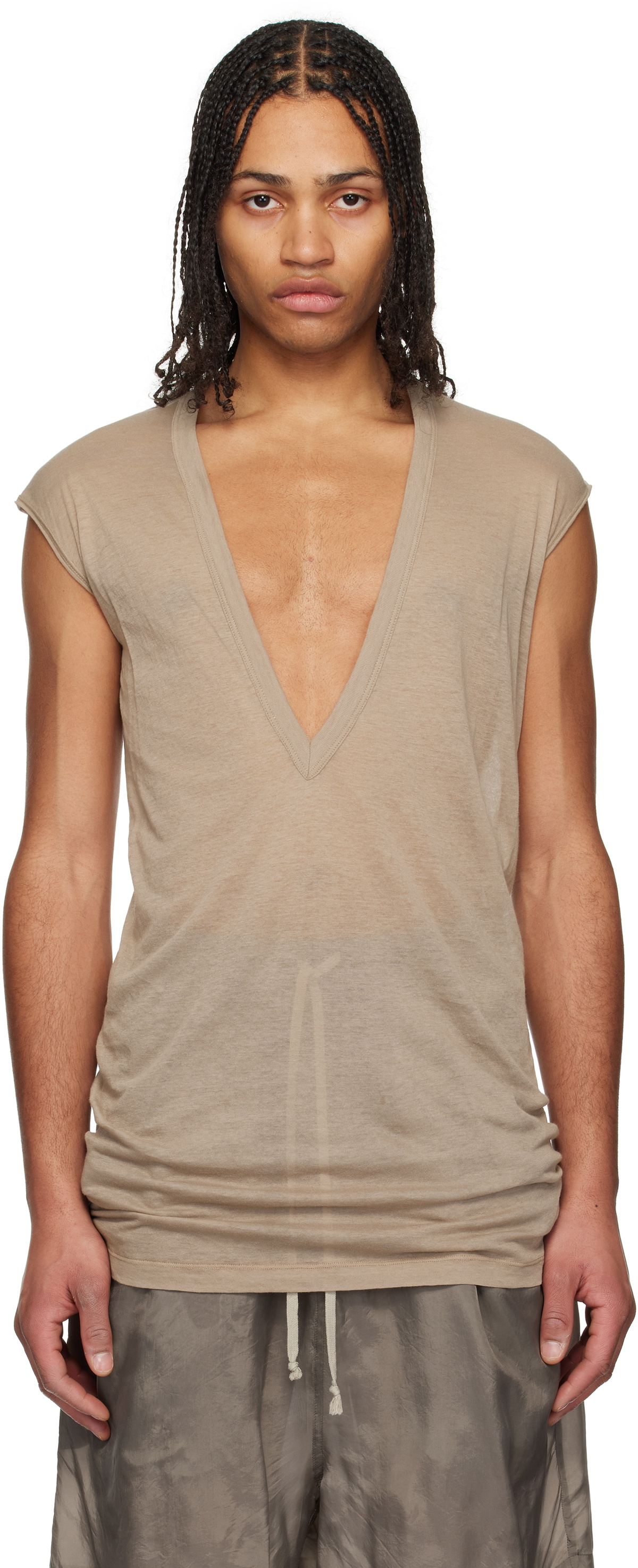 Rick Owens Taupe Hollywood Dylan T-shirt Rick Owens