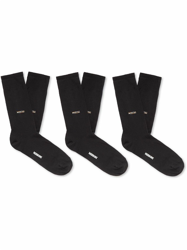 Photo: Missoni - Three-Pack Cotton-Blend Socks - Black