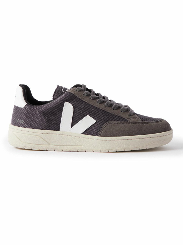 Photo: Veja - V-12 Vegan Suede-Trimmed B-Mesh Sneakers - Gray