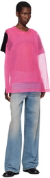 Comme des Garçons Homme Plus Black & Pink Bright Jersey & Nylon Tulle T-shirt
