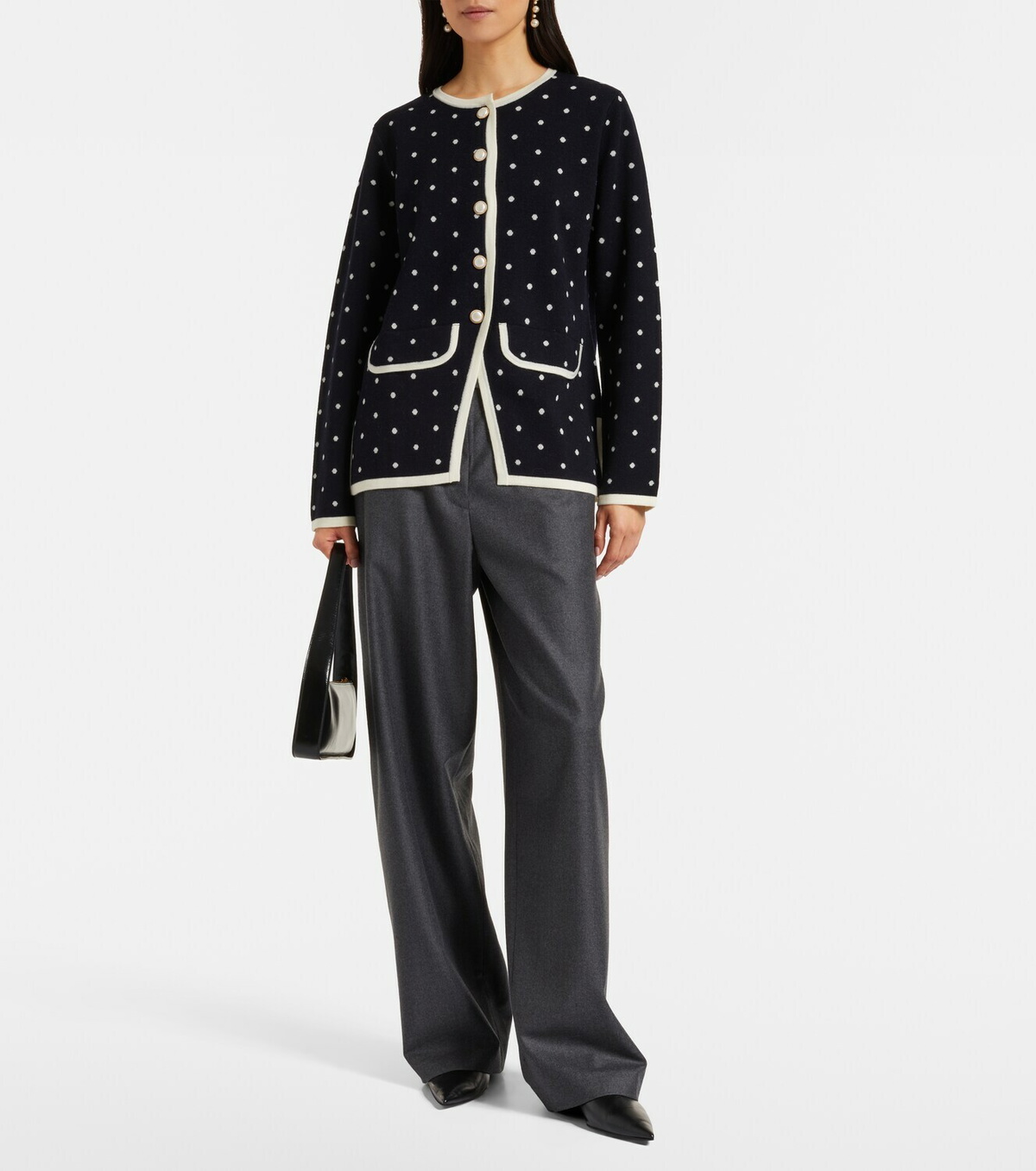 Rixo Mirja polka-dot wool-blend cardigan