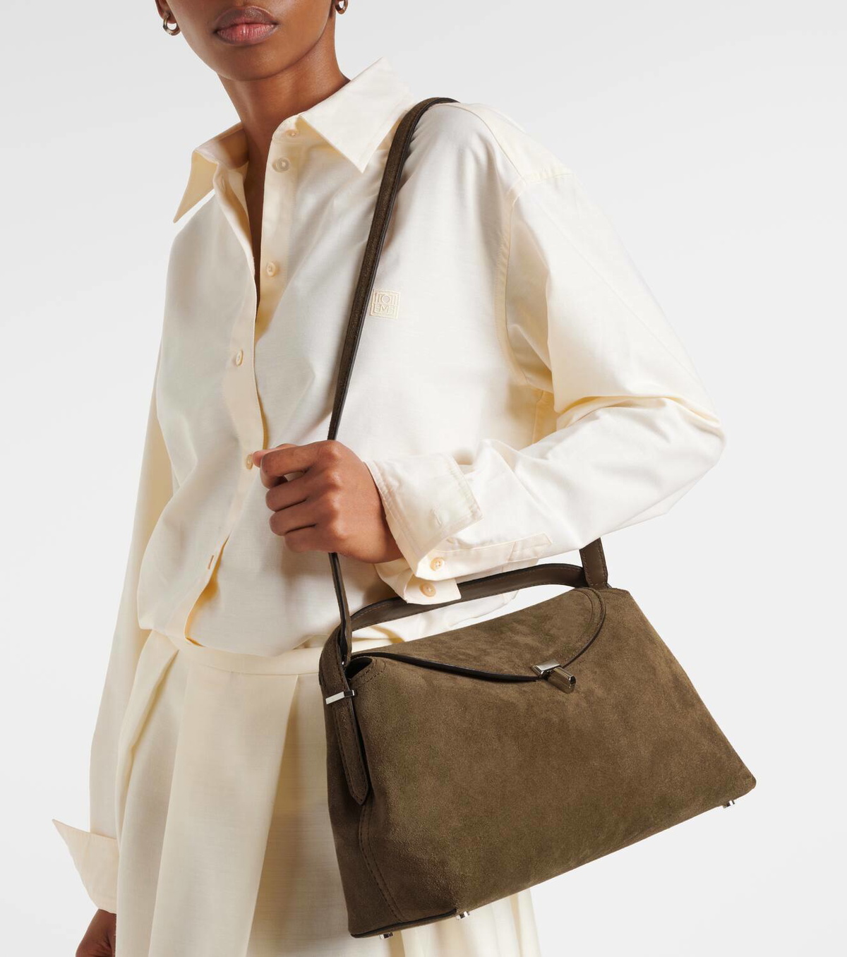 Toteme T-Lock suede tote bag