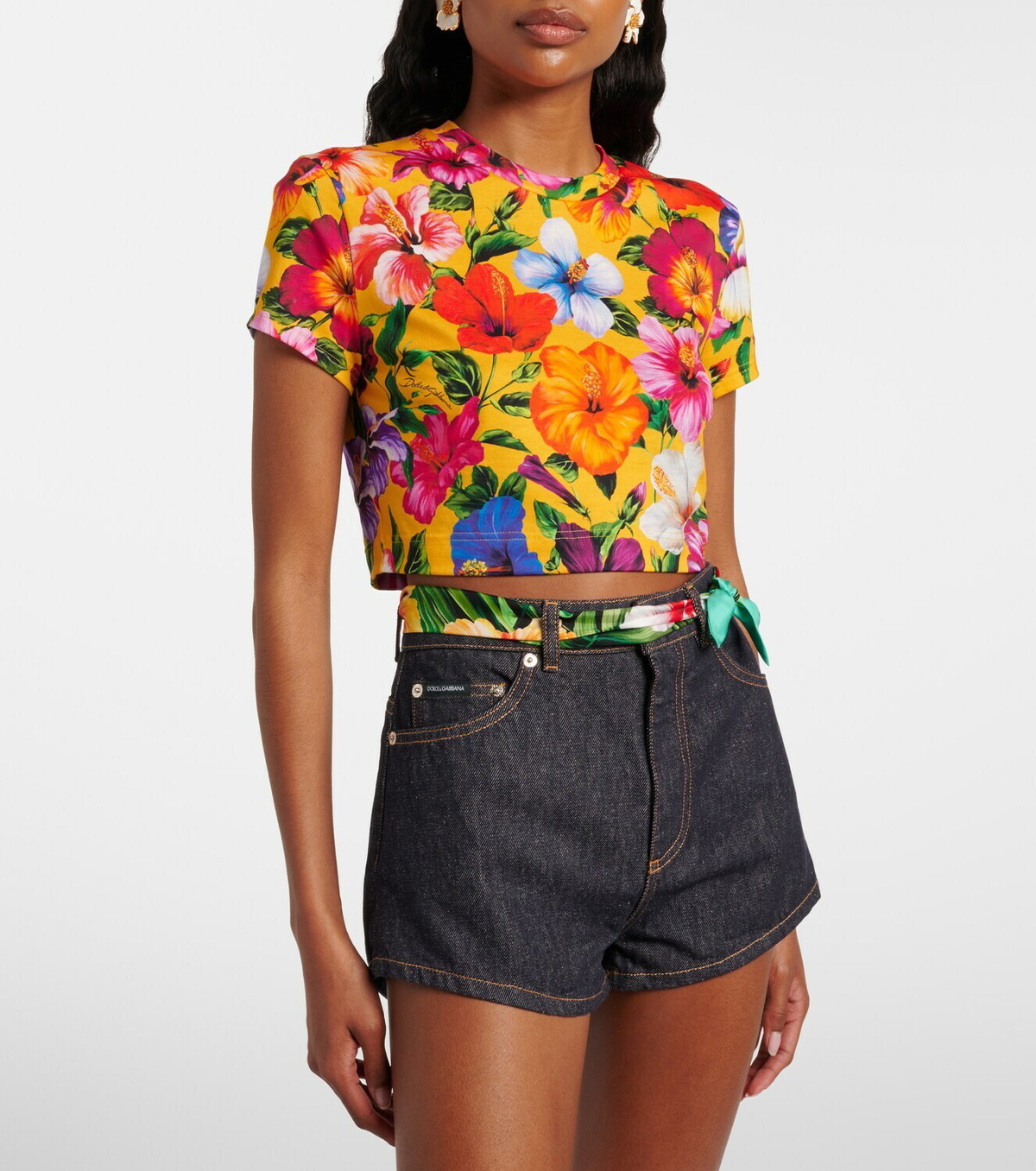 Dolce&Gabbana Floral cotton crop top