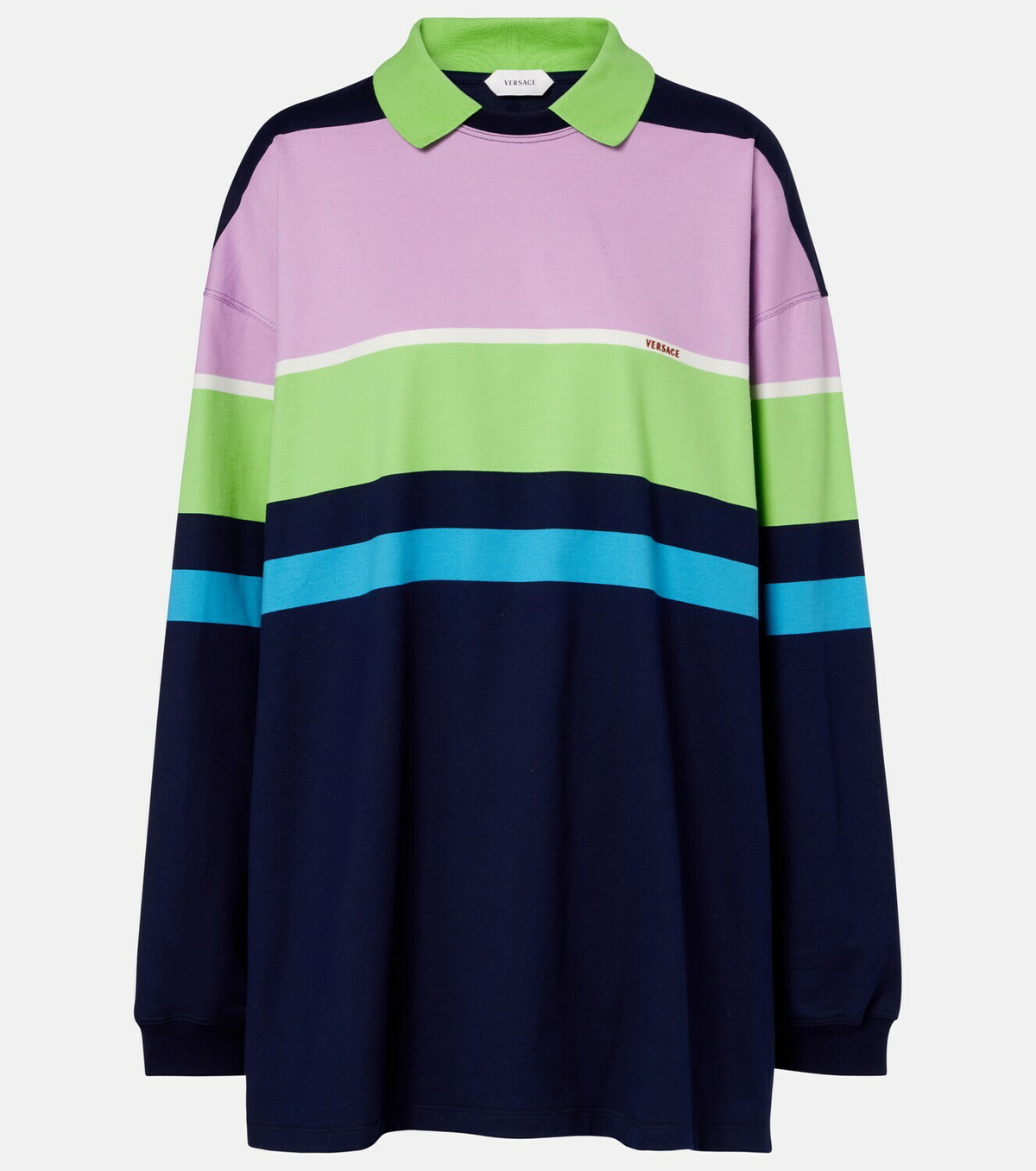 Versace Striped cotton jersey polo sweater