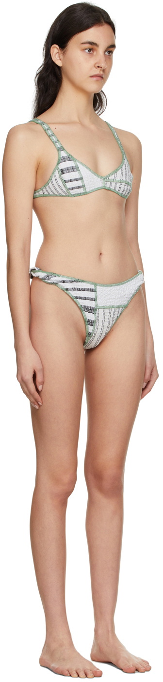 Luna Del Pinal SSENSE Exclusive White Polyester Stripe Bikini