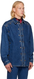 Y/Project Navy Button Panel Denim Shirt