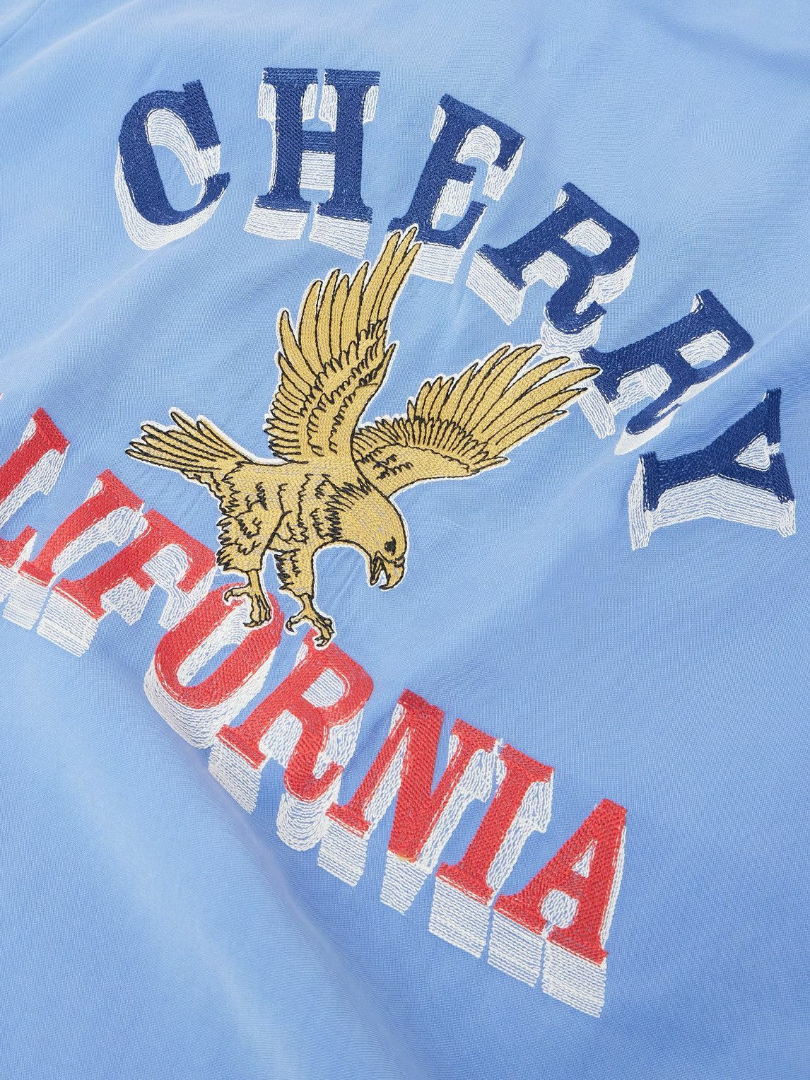 Cherry Los Angeles - Camp-Collar Embroidered Jersey Shirt - Blue