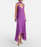 De La Vali Mystica asymmetric georgette midi dress