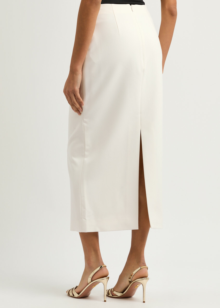 Roland Mouret Crepe Midi Skirt Cream