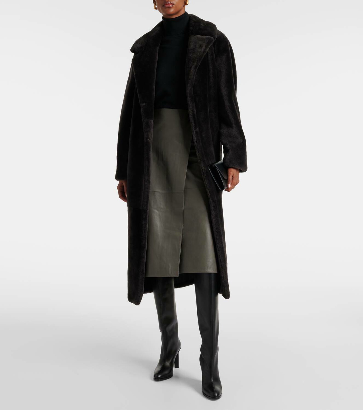 Yves Salomon Météo leather midi skirt
