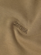 Zegna - Logo-Embroidered Cotton-Blend Jersey Hoodie - Neutrals