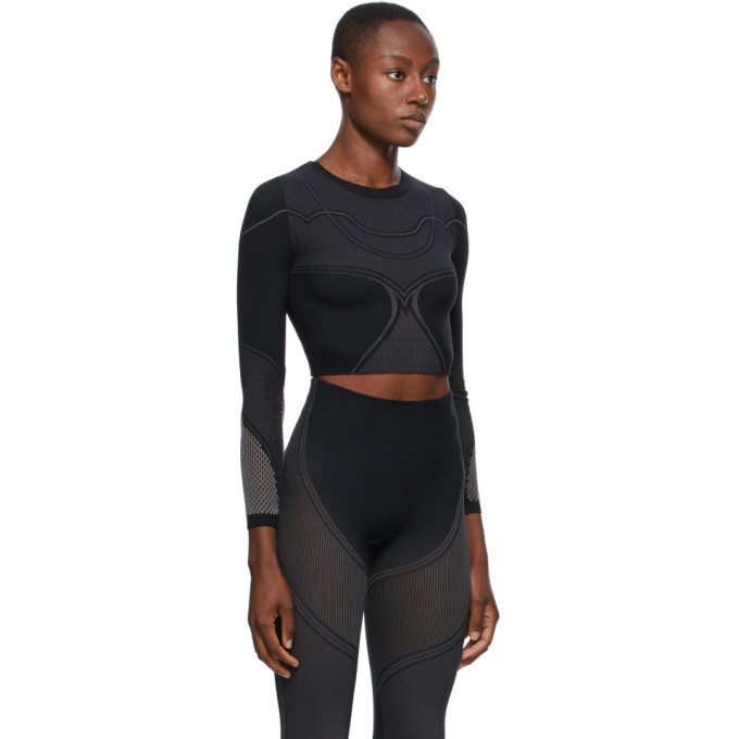 Wolford Black Zen Cropped Long Sleeve Top Wolford