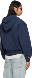 Sporty & Rich Navy Heritage Yankees Serif Zip Hoodie
