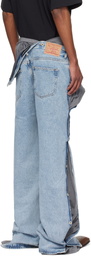 Y/Project Blue & Gray Collapsed Waist Jeans