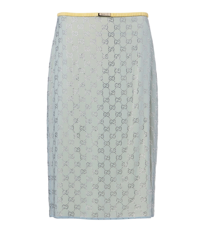 Photo: Gucci GG embellished silk-blend midi skirt