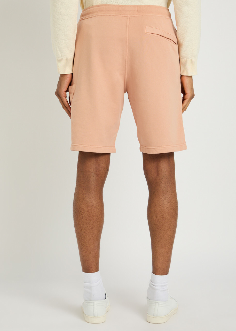 Stone Island Logo Cotton Shorts Pink