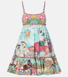 Camilla Gathered printed cotton minidress